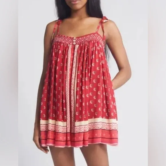 Intimately Free People Rule The World Romper In Ruby Combo Sz - Picture 2 of 11